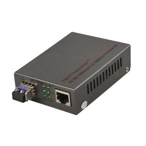 PeakOptical Media Converter with 1 SFP Port & PoE+ 10/100/1000Mb/s, Ext. PSU, Auto-Sensing 