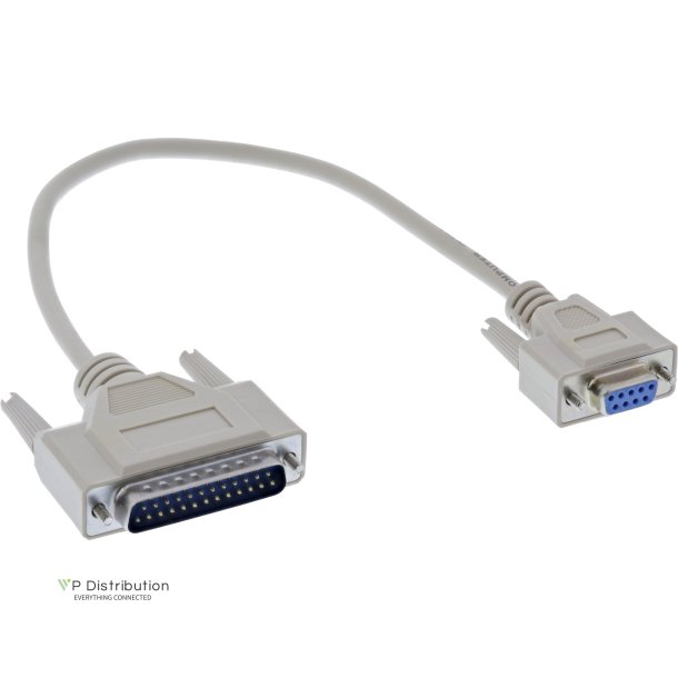 Inline&reg; Serial Cable, DB9F to DB25M, moulded plugs, beige, 0.33m
