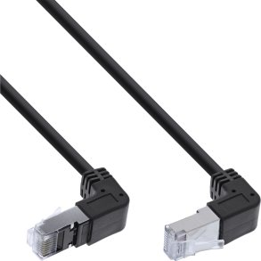 InLine Patch cable up/down angled, S/FTP (PiMf), Cat.6, 250MHz, PVC, copper, black, 2.36m