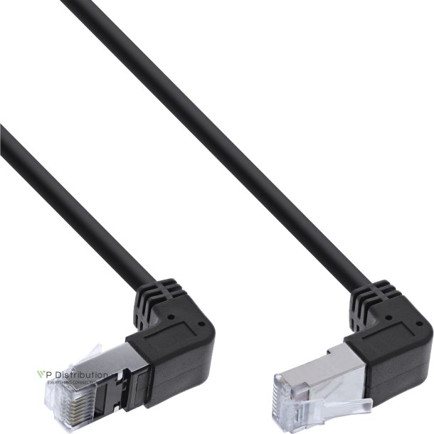 InLine Patch cable up/down angled, S/FTP (PiMf), Cat.6, 250MHz, PVC, copper, black, 2.36m