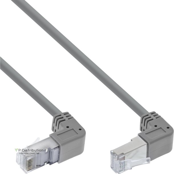 InLine&reg; Patch cable up/down angled, S/FTP (PiMf), Cat.6, 250MHz, PVC,grey, 2.36m