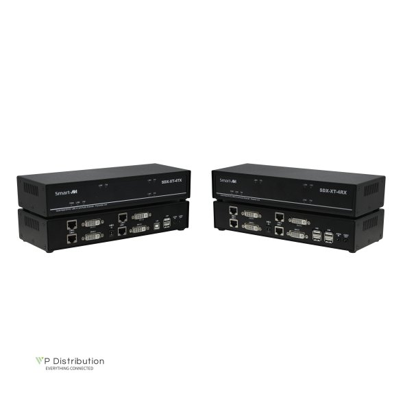 SmartAVIDVI-D,Quad-Head, USB 2.0, Audio, CAT5/5e/6 Extender. Includes: [SDX-XT-4P-TX-S, SDX-XT-4P-RX-S, 2 X (PS5VD3A-wllmt)]