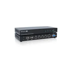 SmartAVI 4-Port KM Switch with USB 2.0 with LAN. Includes: [SKM-04-PLUS &amp; (PS5VDC3A)]