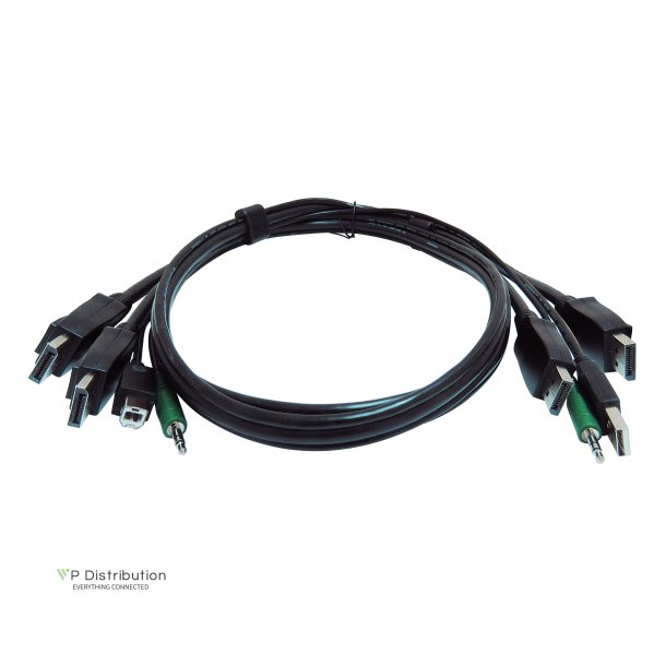 Black Box 6 Ft Kvm Usb Dual Displayport Cable With Audio