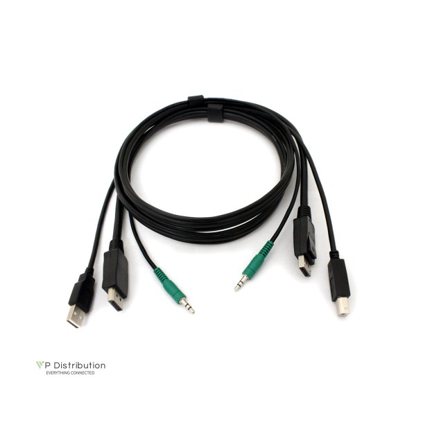 Black Box 6 Ft Kvm Usb Dual Displayport Cable With Audio - Taa Complia