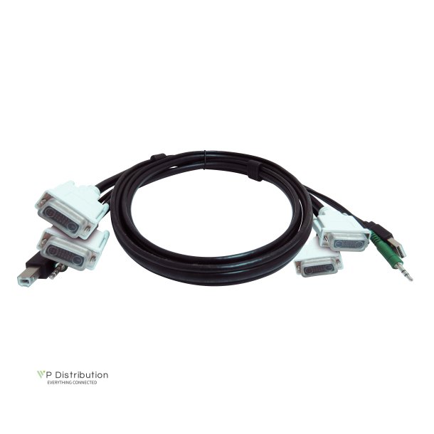 Black Box 6 Ft Kvm Usb Dual Link Dual Dvi Cable With Audio- Taa Compli