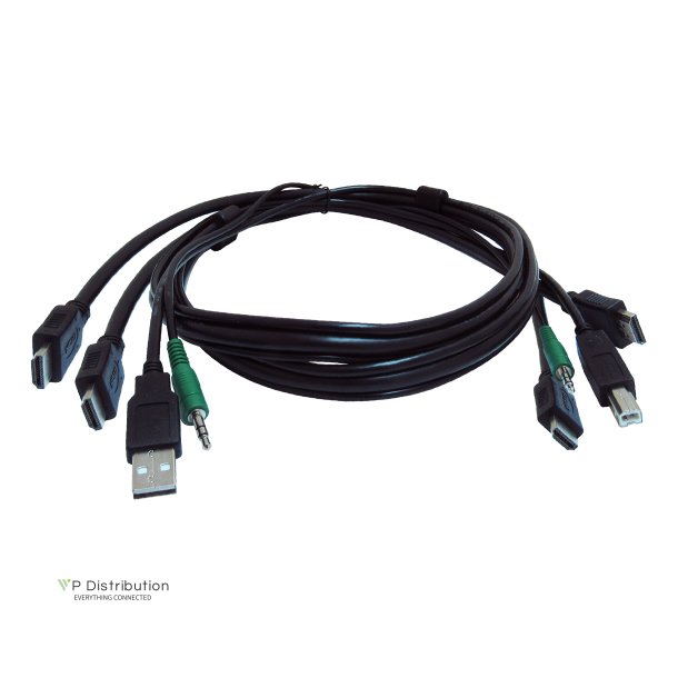 Black Box 6 Ft Kvm Usb Dual Hdmi Cable With Audio - Taa Compliant