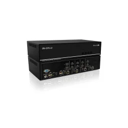 SmartAVI Dual Head 4-Port DisplayPort KVM Switch with Audio and USB 2.0 Support. Includes: [SM-DPN-4D, PS12VD2A]