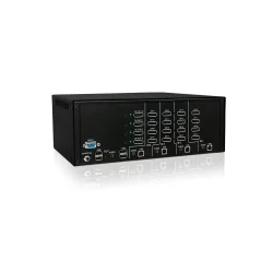 SmartAVI DisplayPort, 4-Port, Quad-Head, KVM Switch with USB 2.0 and Stereo Audio Support. Includes: [SM-DPN-4QS, PS12VD2A]