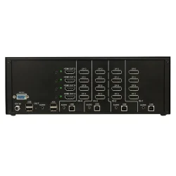 SmartAVI DisplayPort, 4-Port, Quad-Head, KVM Switch with USB 2.0 and Stereo Audio Support. Includes: [SM-DPN-4QS, PS12VD2A]
