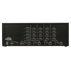 SmartAVI DisplayPort In, 4-Port, Quad Head, HDMI Out KVM Switch with USB 2.0 and Audio Support.  [D2H-4P-QUAD, PS12VD2A]
