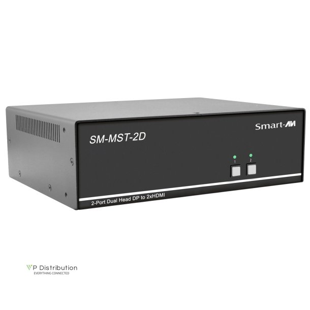 SmartAVI 2 Port, Dual-Head, KVM MST with Dual 4K HDMI Out. Includes: [SM-MST-2D-S, PS12V2A]