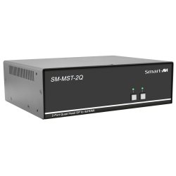 SmartAVI 2 Port, Quad-Head, KVM MST with Quad 4K HDMI Out. Includes: [SM-MST-2Q-S, PS12V2A]
