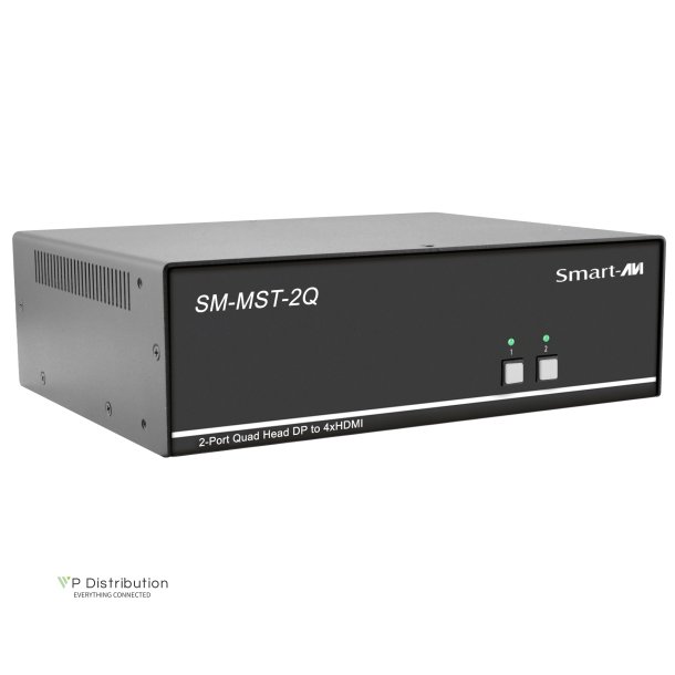 SmartAVI 2 Port, Quad-Head, KVM MST with Quad 4K HDMI Out. Includes: [SM-MST-2Q-S, PS12V2A]