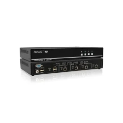 SmartAVI 4 port, Dual-Head, KVM MST with Dual 4K HDMI Out. Includes: [SM-MST-4D-S, PS12V2A]