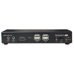 SmartAVI HDMI 2-Port, Single-Head, KVM Switch with Audio and USB 2.0 Support. Includes: [SM-UHD-2S, PS12VD2A]