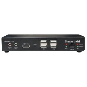 SmartAVI HDMI 2-Port, Single-Head, KVM Switch with Audio and USB 2.0 Support. Includes: [SM-UHD-2S, PS12VD2A]