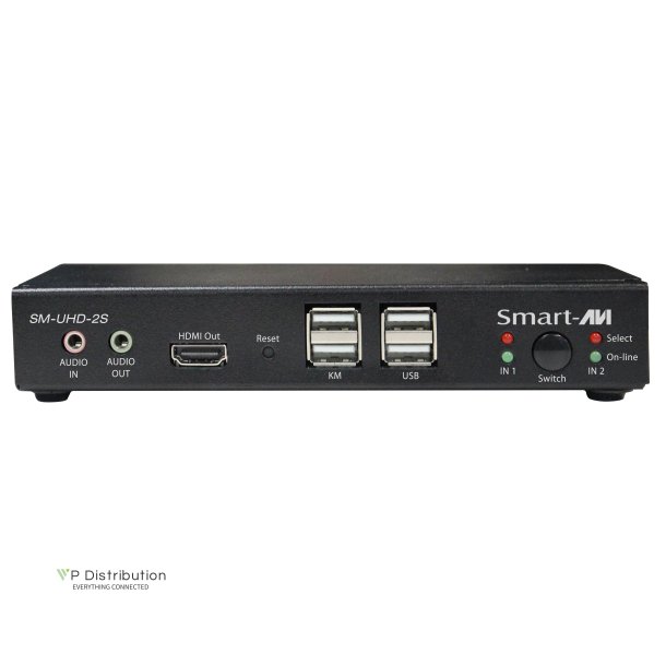 SmartAVI HDMI 2-Port, Single-Head, KVM Switch with Audio and USB 2.0 Support. Includes: [SM-UHD-2S, PS12VD2A]