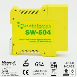 Brainboxes Industrial 4 Port 10/100 Ethernet Switch