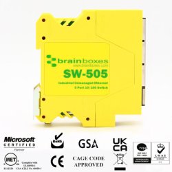 Brainboxes Compact Industrial 5 Port 10/100 Ethernet Switch