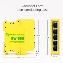 Brainboxes Compact Industrial 5 Port 10/100 Ethernet Switch