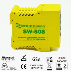 Brainboxes Industrial 8 Port 10/100 Ethernet Switch