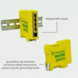 Brainboxes Industrial 5 Port PoE+ Gigabit Ethernet Switch