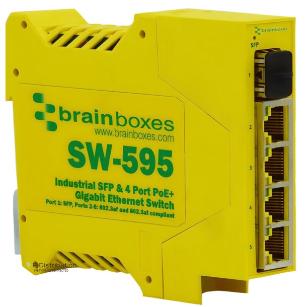 Brainboxes Industrial SFP + 4 Port PoE+ Gigabit Ethernet Switch