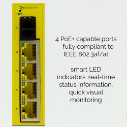 Brainboxes Industrial SFP + 4 Port PoE+ Gigabit Ethernet Switch