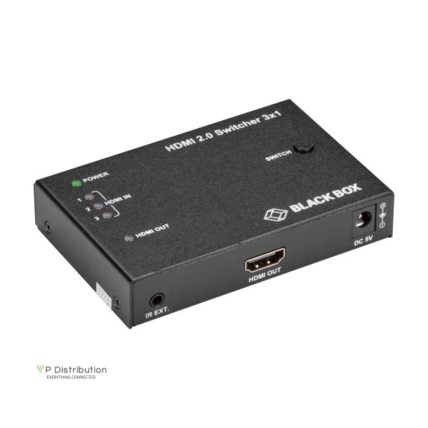 Black Box 3-Port Hdmi 2.0 Video Switch 4K 60 Hz 4:4:4 Hdcp 1.4/2,2, Ir