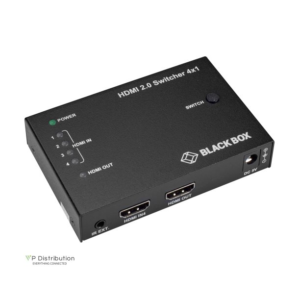 Black Box 4-Port Hdmi 2.0 Video Switch 4K 60 Hz 4:4:4 Hdcp 1.4/2,2, Ir