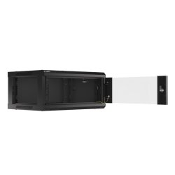 RACK CABINET 19" WALL-MOUNT 4U/600X450 (FLAT PACK) WITH GLASS DOOR BLACK LANBERG V2