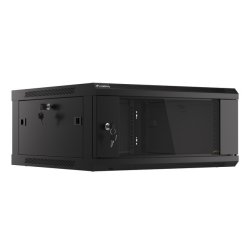 RACK CABINET 19" WALL-MOUNT 4U/600X600 (FLAT PACK) WITH GLASS DOOR BLACK LANBERG V2