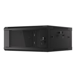 RACK CABINET 19" WALL-MOUNT 4U/600X600 (FLAT PACK) WITH GLASS DOOR BLACK LANBERG V2