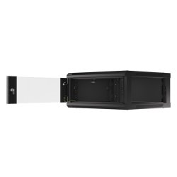 RACK CABINET 19" WALL-MOUNT 4U/600X600 (FLAT PACK) WITH GLASS DOOR BLACK LANBERG V2