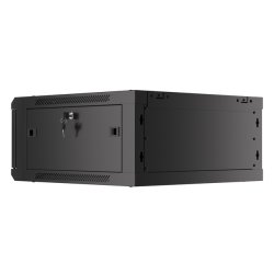 RACK CABINET 19" WALL-MOUNT 4U/600X600 (FLAT PACK) WITH GLASS DOOR BLACK LANBERG V2