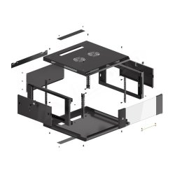 RACK CABINET 19" WALL-MOUNT 4U/600X600 (FLAT PACK) WITH GLASS DOOR BLACK LANBERG V2