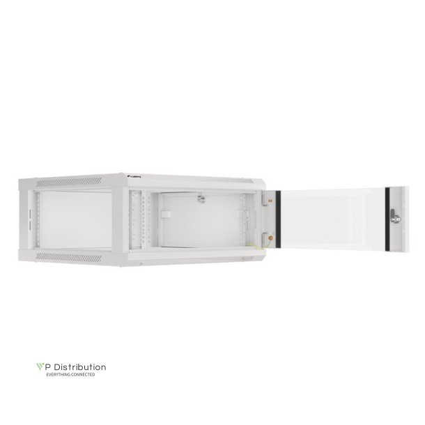 RACK CABINET 19" WALL-MOUNT 4U/600X600 (FLAT PACK) WITH GLASS DOOR GREY LANBERG V2