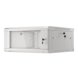 RACK CABINET 19" WALL-MOUNT 4U/600X600 (FLAT PACK) WITH GLASS DOOR GREY LANBERG V2