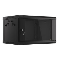 RACK CABINET 19" WALL-MOUNT 6U/600X450 (FLAT PACK) WITH GLASS DOOR BLACK LANBERG V2