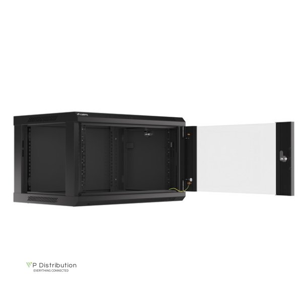 RACK CABINET 19" WALL-MOUNT 6U/600X450 (FLAT PACK) WITH GLASS DOOR BLACK LANBERG V2