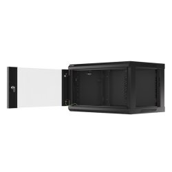 RACK CABINET 19" WALL-MOUNT 6U/600X450 (FLAT PACK) WITH GLASS DOOR BLACK LANBERG V2