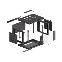 RACK CABINET 19" WALL-MOUNT 6U/600X450 (FLAT PACK) WITH GLASS DOOR BLACK LANBERG V2