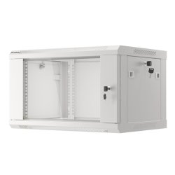 RACK CABINET 19" WALL-MOUNT 6U/600X450 (FLAT PACK) WITH GLASS DOOR GREY LANBERG V2