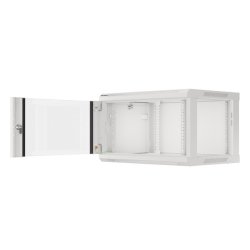 RACK CABINET 19" WALL-MOUNT 6U/600X450 (FLAT PACK) WITH GLASS DOOR GREY LANBERG V2