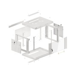 RACK CABINET 19" WALL-MOUNT 6U/600X450 (FLAT PACK) WITH GLASS DOOR GREY LANBERG V2