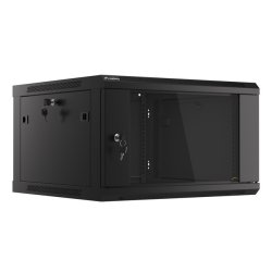 RACK CABINET 19" WALL-MOUNT 6U/600X600 (FLAT PACK) WITH GLASS DOOR BLACK LANBERG V2