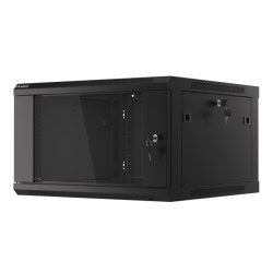 RACK CABINET 19" WALL-MOUNT 6U/600X600 (FLAT PACK) WITH GLASS DOOR BLACK LANBERG V2