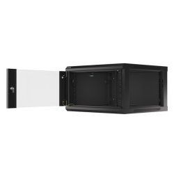 RACK CABINET 19" WALL-MOUNT 6U/600X600 (FLAT PACK) WITH GLASS DOOR BLACK LANBERG V2