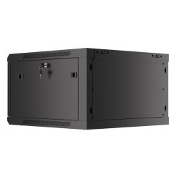RACK CABINET 19" WALL-MOUNT 6U/600X600 (FLAT PACK) WITH GLASS DOOR BLACK LANBERG V2